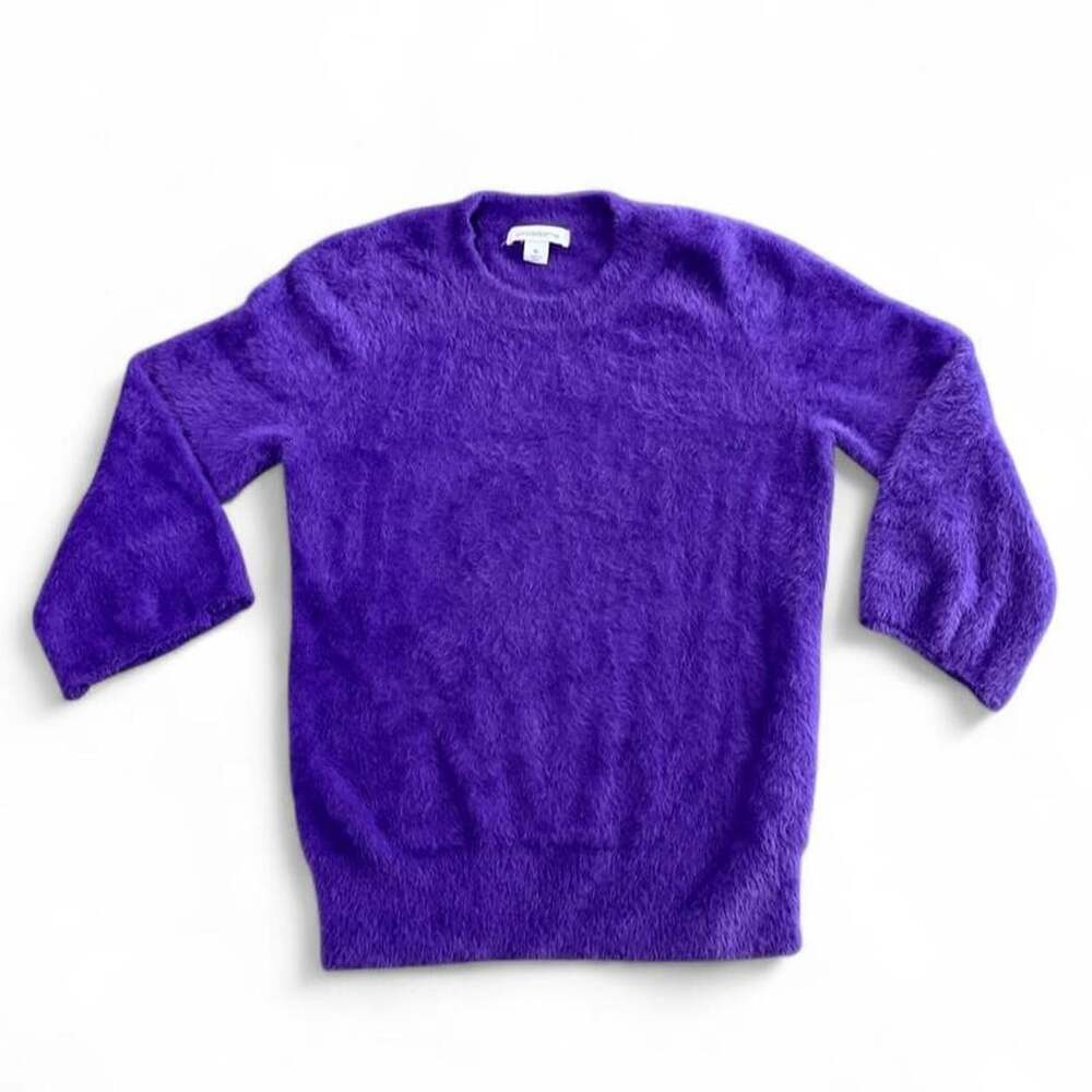 Liz Claiborne Fuzzy Knit Sweater Size M Purple Shaggy Y2K